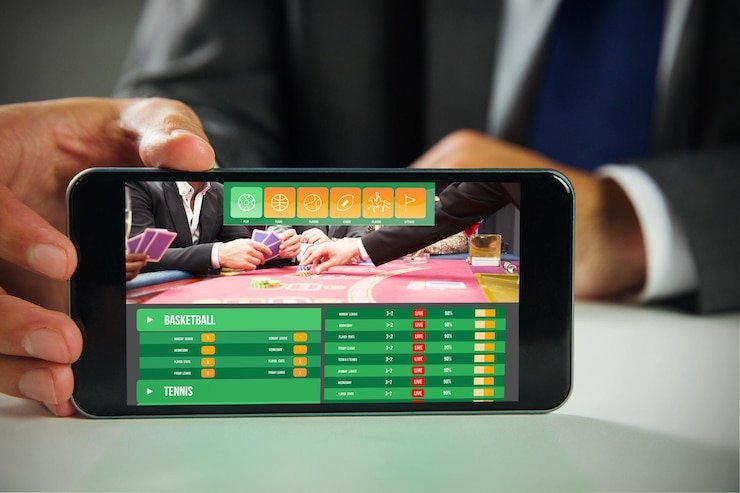 Filipino mobile user checking entertainment categories on a bright phone screen